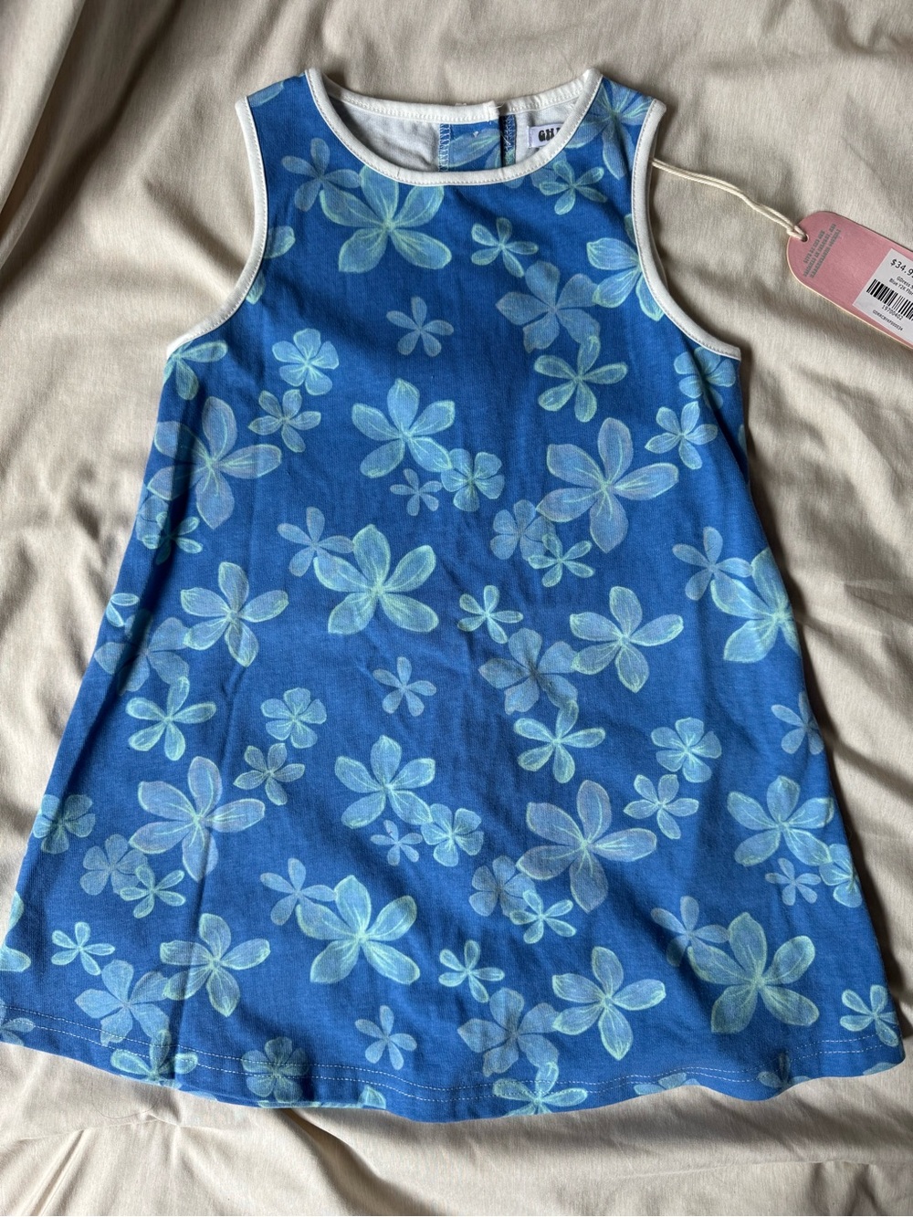 Ghanda Blue Floral Sleeveless Casual Dress for Girls